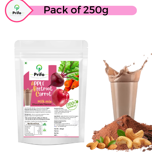 Prifo ABC Choco Milk Mix Powder Apple Beetroot Carrot Milk Mix Powder Natural Drink Instant No White Sugar added Chemical Free Processing 250 Grams Pack