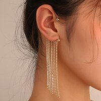 Vembley Korean Golden Tassel Ear Cuff No Piercing Earrings for Women And Girls 2 Pcs/Set