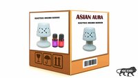 Asian Aura Ceramic Aromatic Oil Diffuser with 2 oil bottles AAEB 005-W