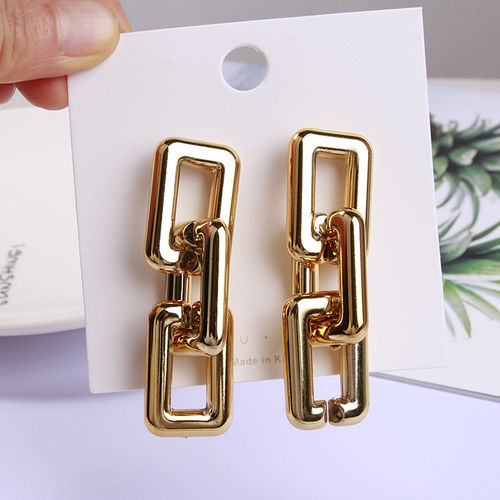 Korean Geometric Golden Wild Temperament Drop Earrings Size: Onesize