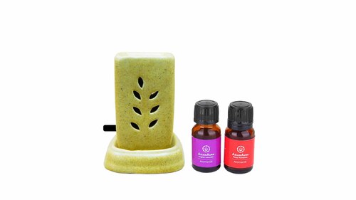 Asian Aura Ceramic Aromatic Oil Diffuser with 2 oil bottles AAEB 007-B