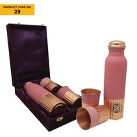 Copper Pink Bottle With 2 Glasses