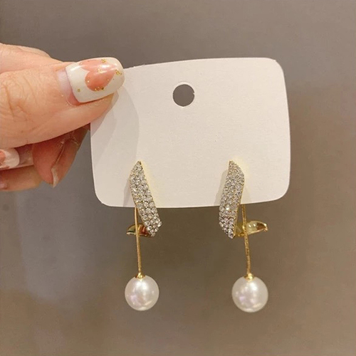 Vembley Korean Two Ways To Wear Pearl Wing Stud Earrings For Women And Girls 2 Pcs/Set