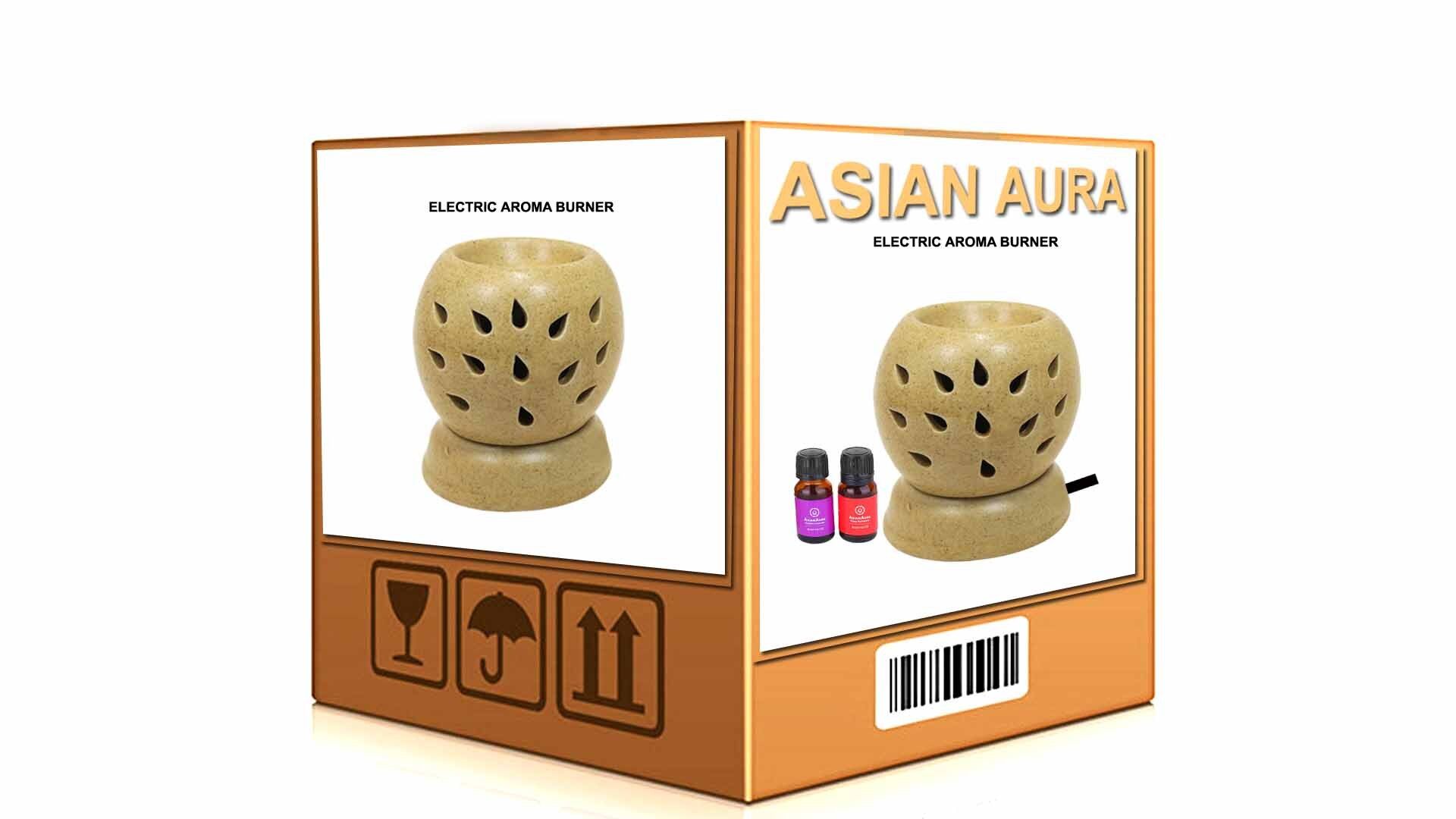 Asian Aura Ceramic Aromatic Oil Diffuser with 2 oil bottles AAEB 008-B