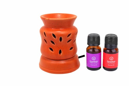 Asian Aura Ceramic Aromatic Oil Diffuser with 2 oil bottles AAEB 009-O