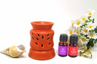 Asian Aura Ceramic Aromatic Oil Diffuser with 2 oil bottles AAEB 009-O