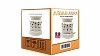 Asian Aura Ceramic Aromatic Oil Diffuser with 2 oil bottles AAEB 009-W