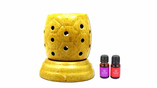 Asian Aura Ceramic Aromatic Oil Diffuser with 2 oil bottles AAEB 0011-B