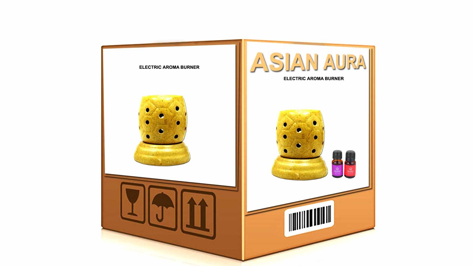 Asian Aura Ceramic Aromatic Oil Diffuser with 2 oil bottles AAEB 0011-B