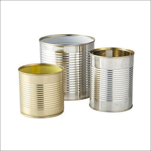 Silver And Golden Cylindrical Tin Can For Packaging