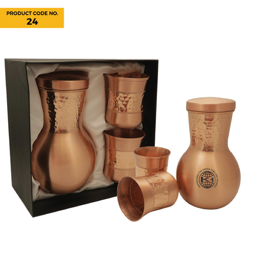 Pure Copper Bottle With 2Glass Set - Diameter: 5Cm Centimeter (Cm)
