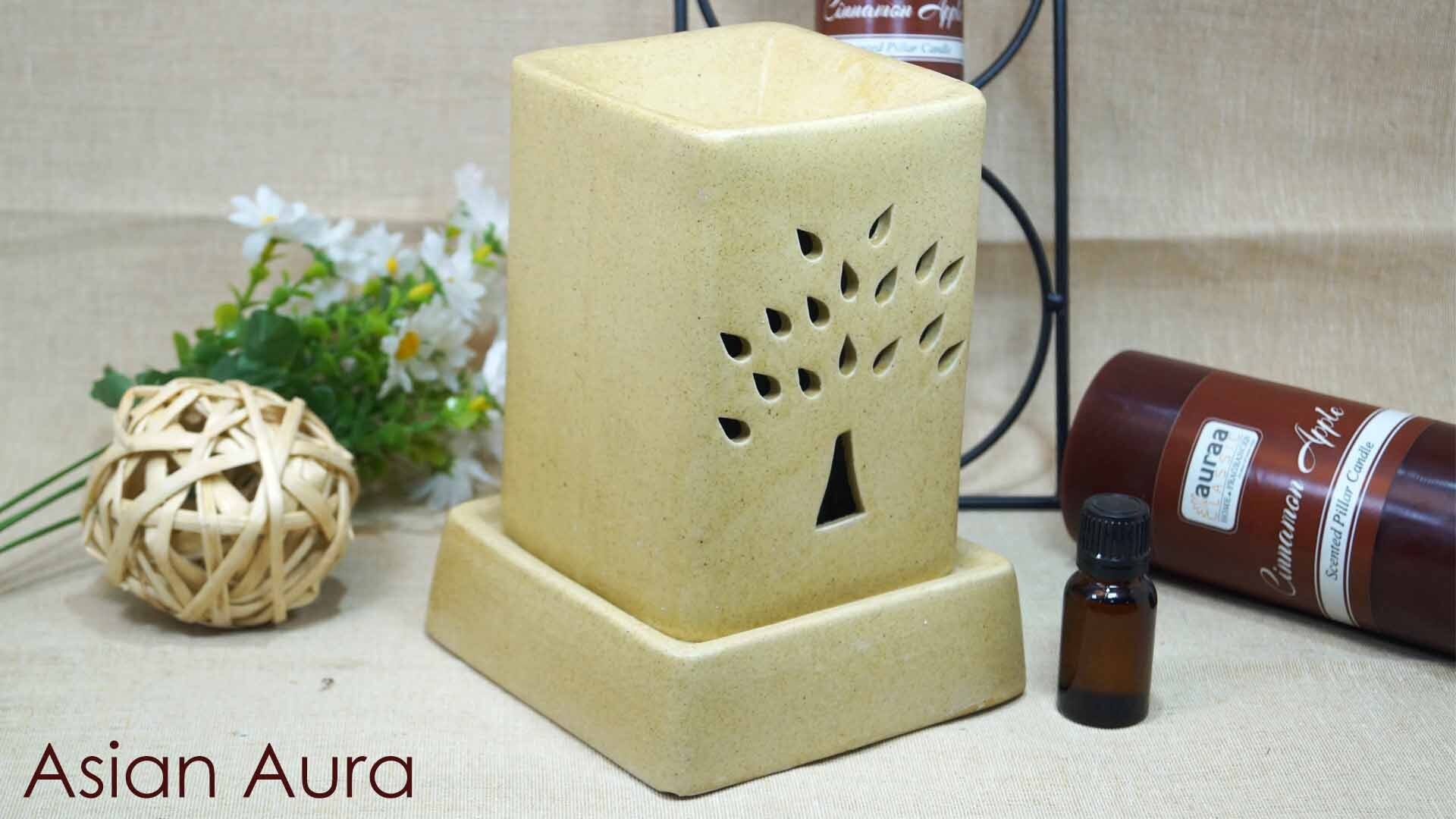 Asian Aura Ceramic Aromatic Oil Diffuser with 2 oil bottles AAEB 0015-B