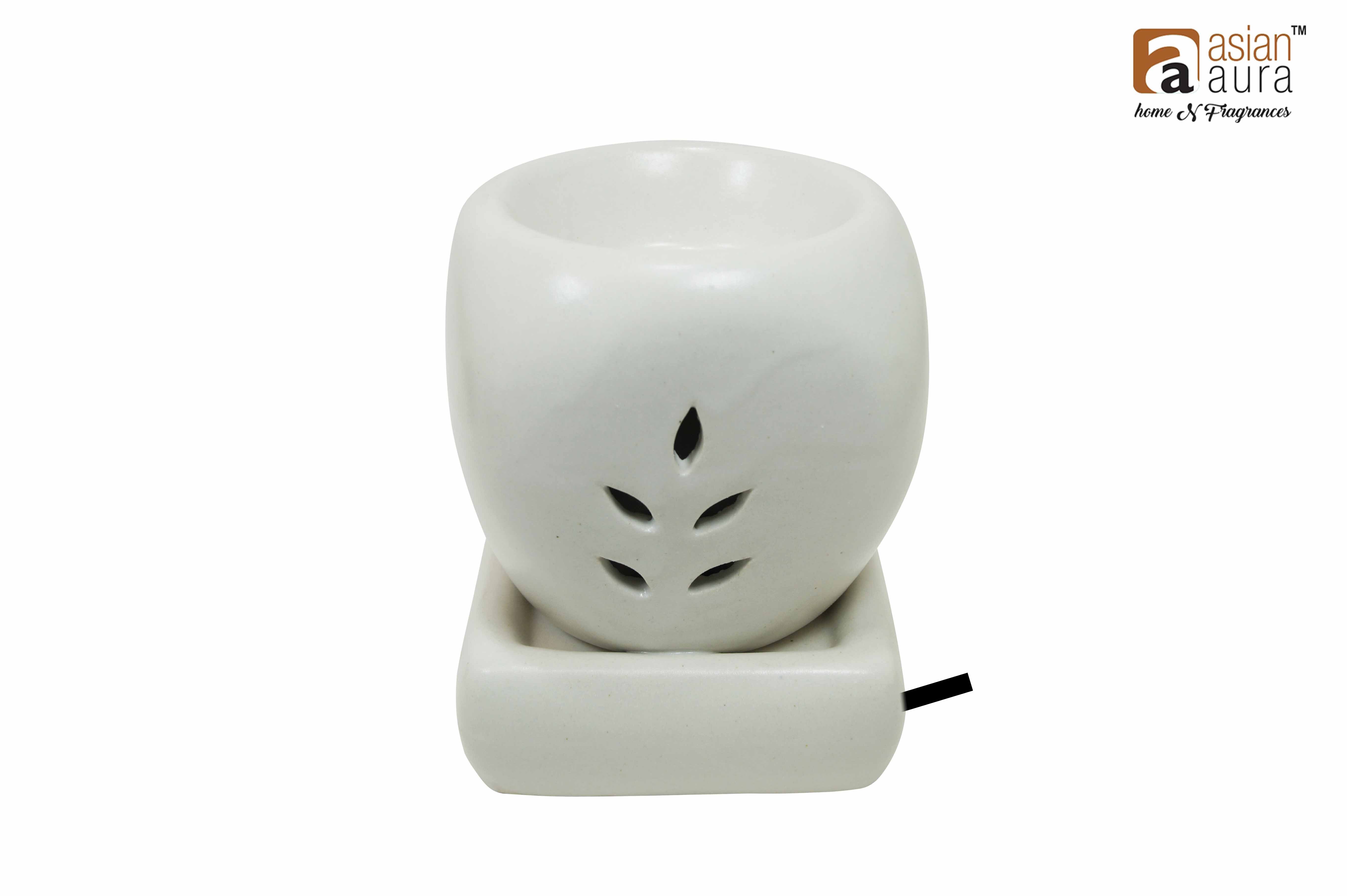 Asian Aura Ceramic Aromatic Oil Diffuser with 2 oil bottles AAEB 0019-W