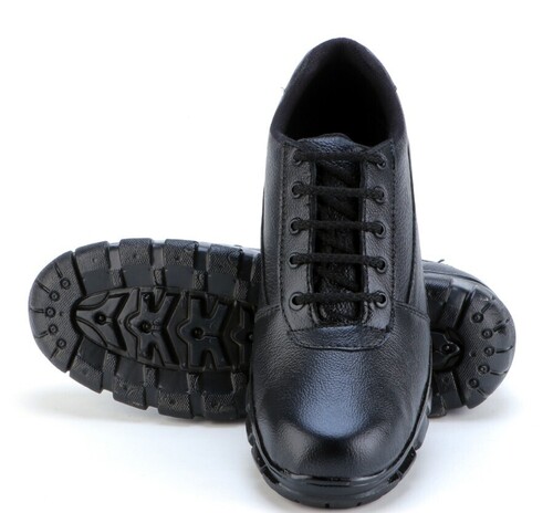 Mens Black Leather Safety Shoes
