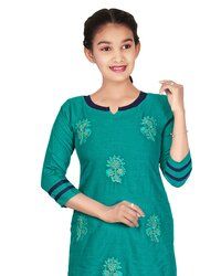 GIRLS TWO TONE RAYON EMBROIDERY KURTI