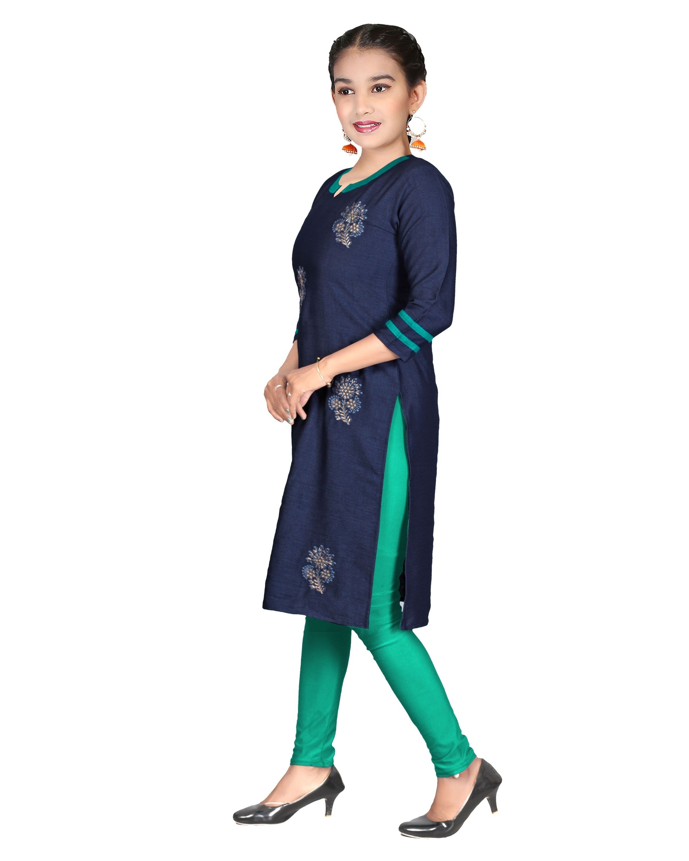 GIRLS TWO TONE RAYON EMBROIDERY KURTI