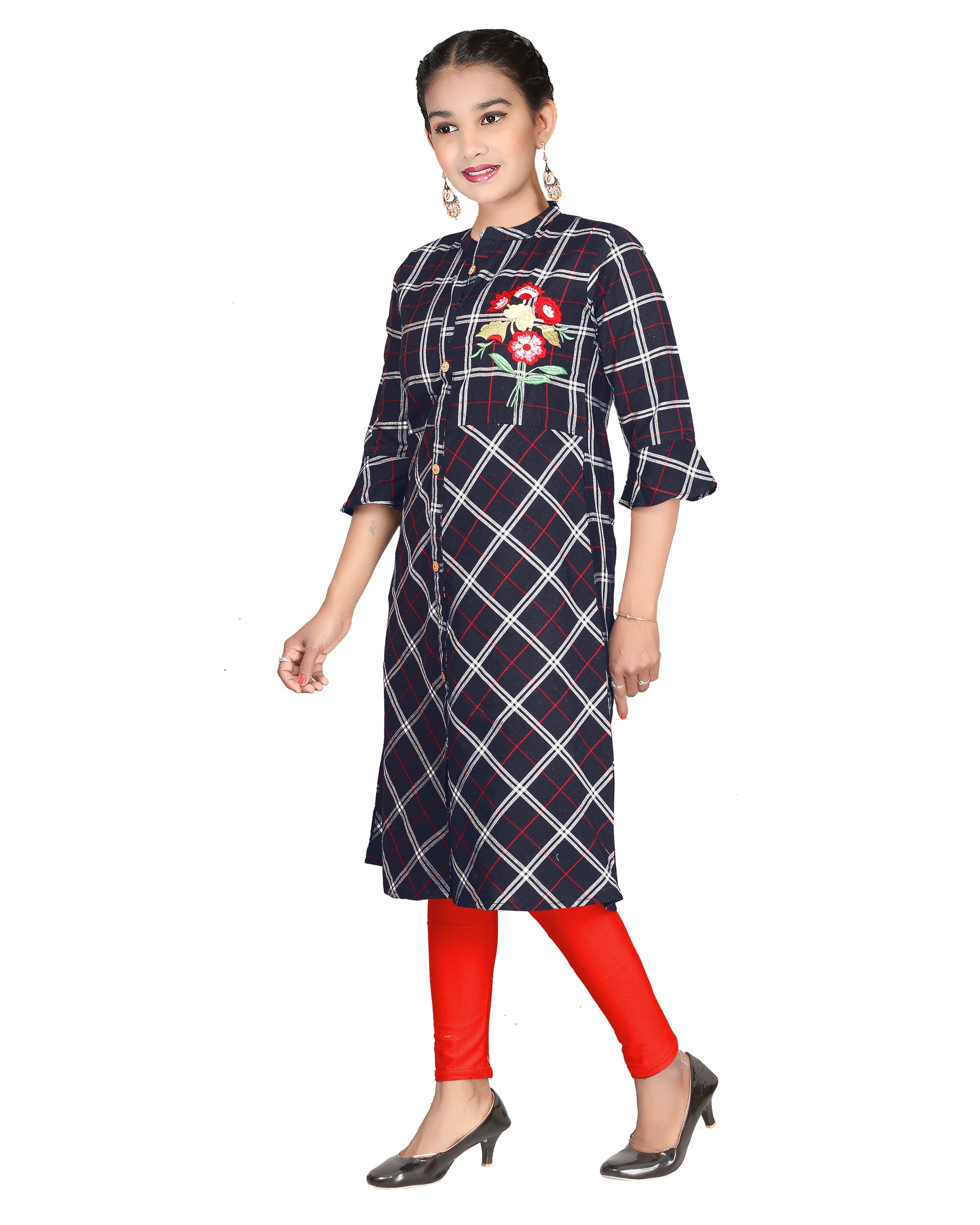 COTTON A-LINE KURTI WITH EMBROIDERY
