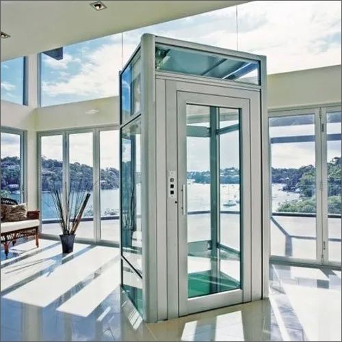 Steel and Glass Hydraulic Residential Elevator