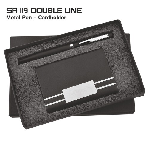 2 in 1 Pen Cardholder Combo Gift Set Sr 119 Double Line