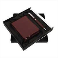 Pen Wallet Combo Gift Set - Pu Leather, Round Shape, Dark Brown Color | Industrial, Domestic, Personal Usage