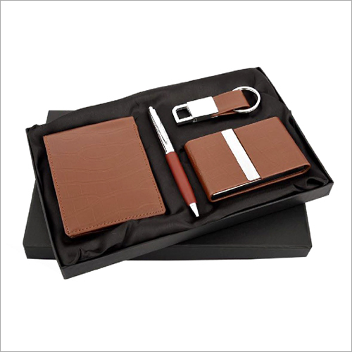 Brown 4 In 1 Pen Keychain Wallet Cardholder Combo Gift Set Sr 134 Crocodile
