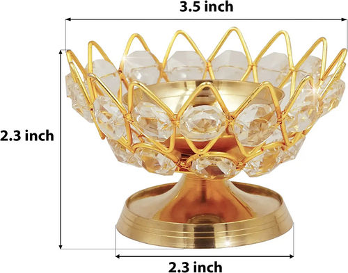कांसा क्रिस्टल दिया गोल आकार का गहरा अखंड ज्योति ऑयल लैम्प घर के मंदिर की पूजा सजावट गिफ्ट के लिए