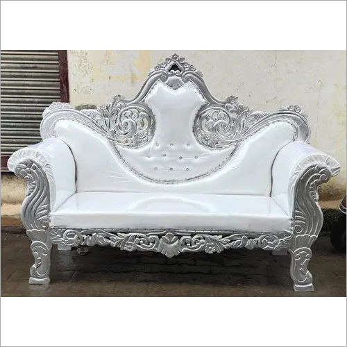 White 2 Seater Silver Color Wedding Sofa