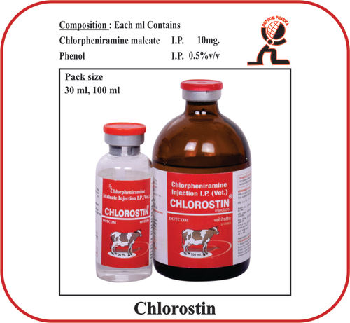 Chlorpheniramine Maleate I.P. Brand - Chlorostin 100 Ml Veterinary Injectables