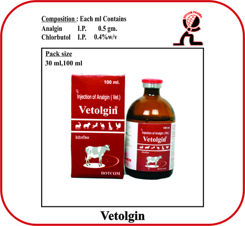 Analgin I.P. Brand - VETOLGIN 100 ML Injection