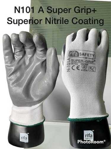 Grey White Large GREY NITRILE GLOVES for Oil and Petrochemical Industry