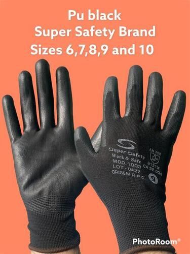 Unisex Pu Palm Coated Gloves Black Midas Make