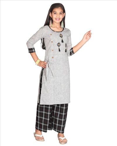 GIRLS COTTON KURTI PALAZZO SET