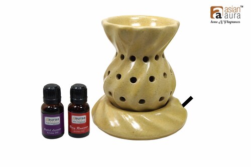 Asian Aura Aroma Tea Light Burner Diffuser with 2 Scented Oils English Lavender Rosy Romance  AAEB0020B