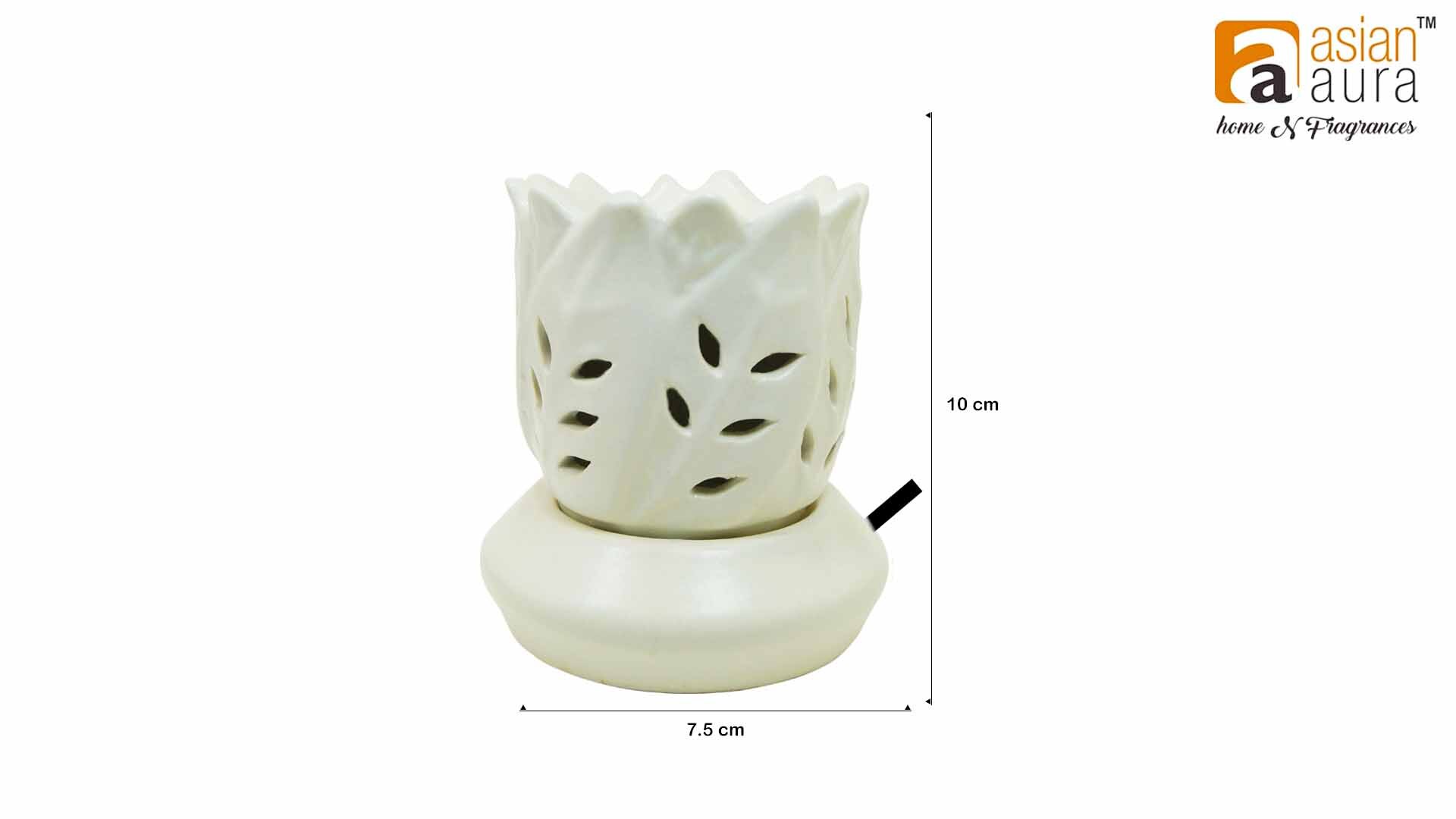 Asian Aura Ceramic Aromatic Oil Diffuser with 2 oil bottles AAEB 0021-W