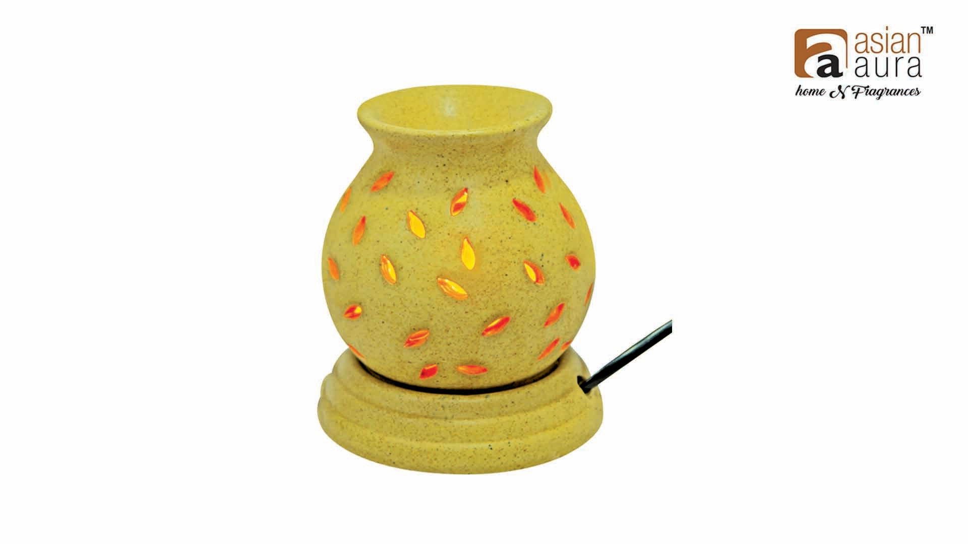 Asian Aura Ceramic Aromatic Oil Diffuser with 2 oil bottles AAEB 0022-B