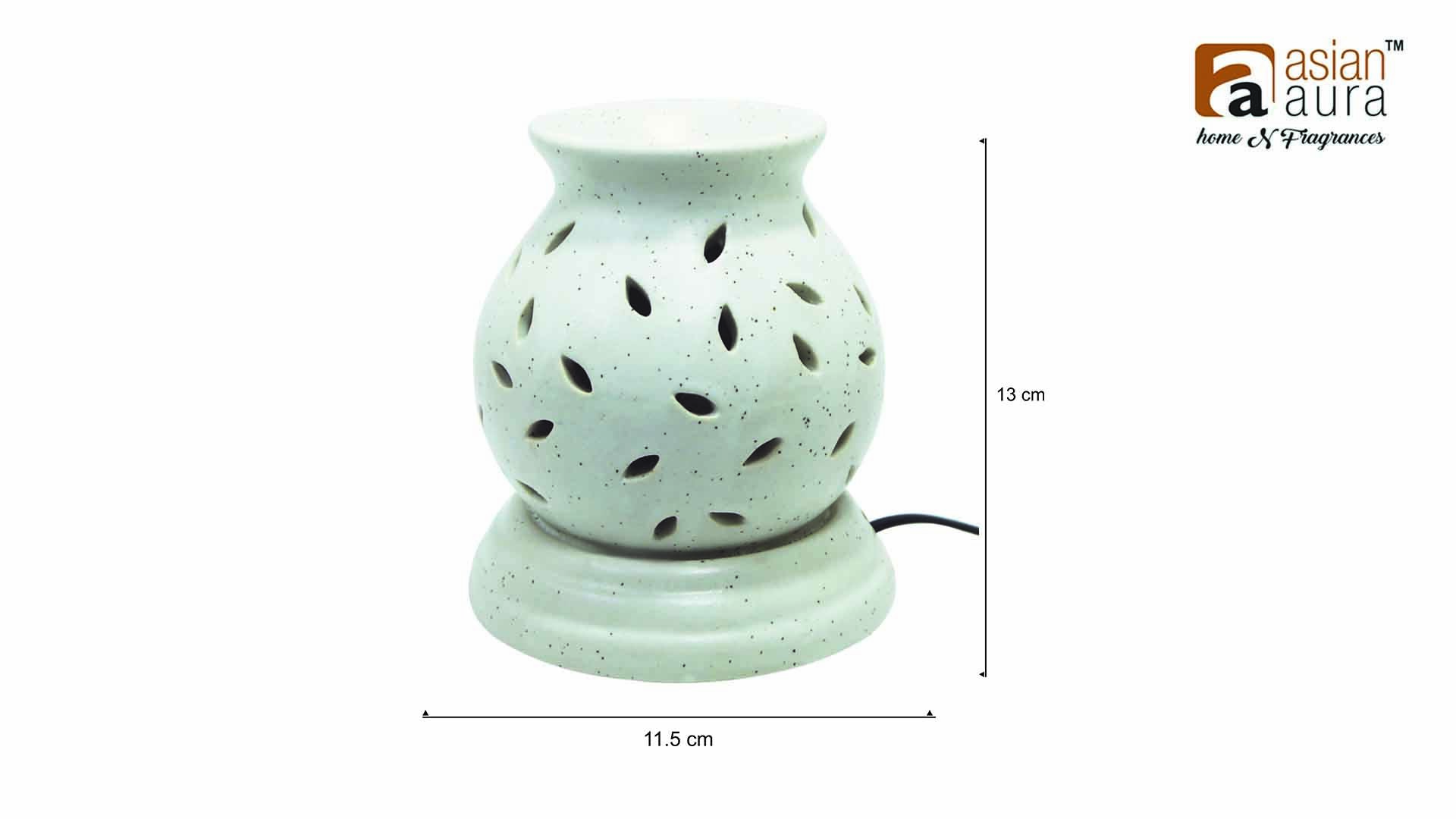 Asian Aura Ceramic Aromatic Oil Diffuser with 2 oil bottles AAEB 0022-W