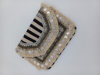 Designer Jacquard Bag In Jaipur - Color: Beige And Black
