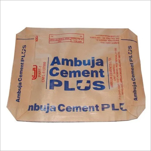 50 kg Cement Bag - Woven PP Bag, 90 x 90 x 120 cm, Brown Color, Matt Surface Treatment, Laminated Finish