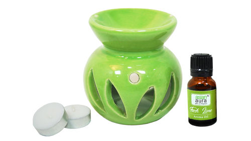 Asian Aura Ceramic Aromatic Oil Diffuser with 2 oil bottles AA-CB-0024G