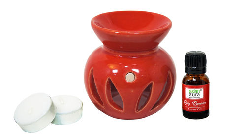 Asian Aura Ceramic Aromatic Oil Diffuser With 2 Oil Bottles Aa-cb-0024r