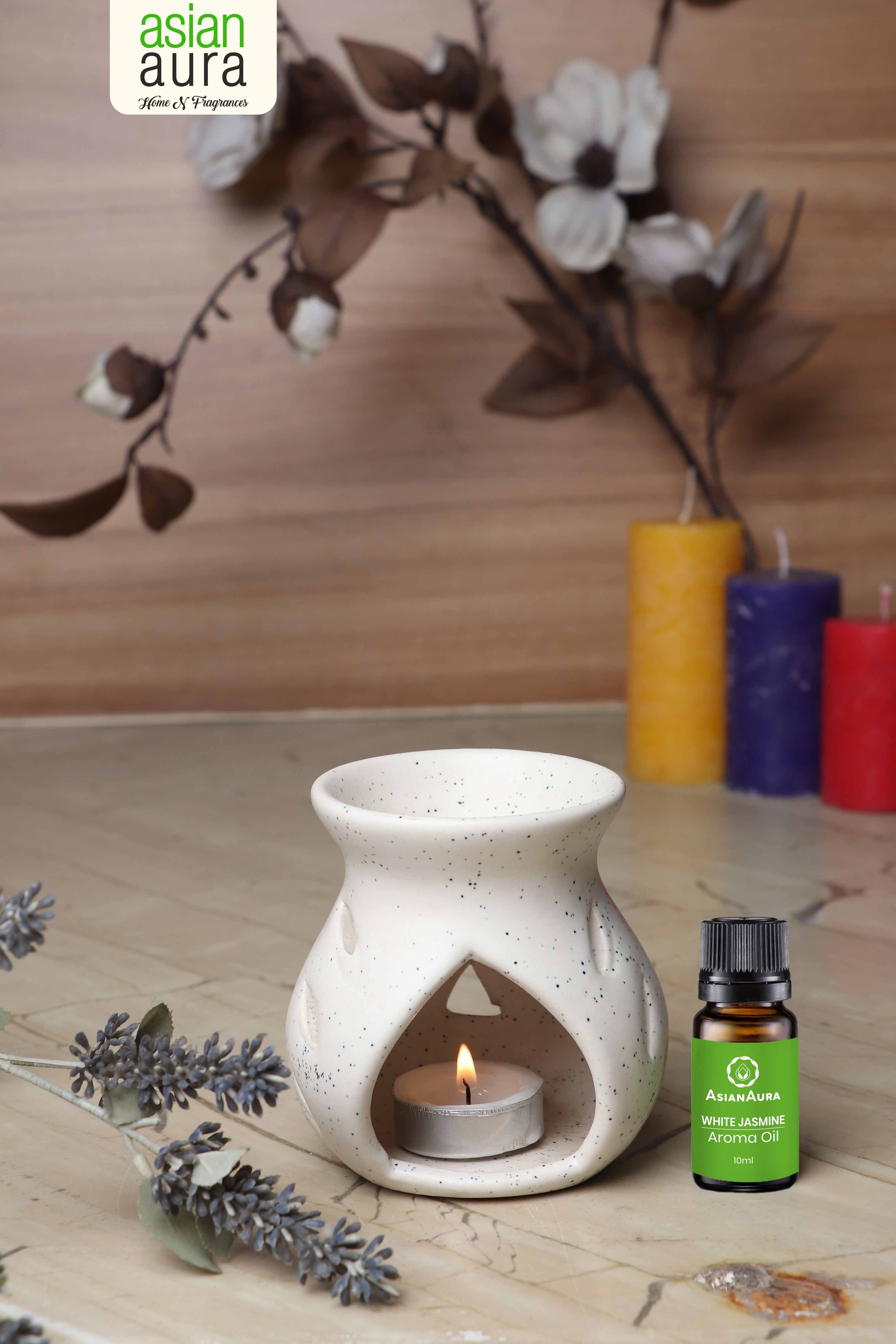 Asian Aura Ceramic Aromatic Oil Diffuser with 2 oil bottles AA-CB-0026OW