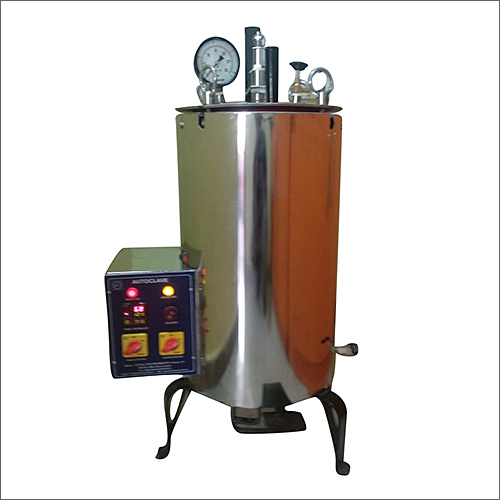 Stainless Steel Vertical Autoclave - 220V Automatic Operation | Industrial Metal Equipment in Silver