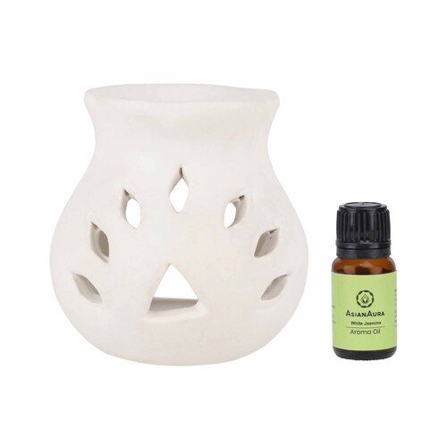 Asian Aura Ceramic Aromatic Oil Diffuser With 2 Oil Bottles Aa-cb-0026w