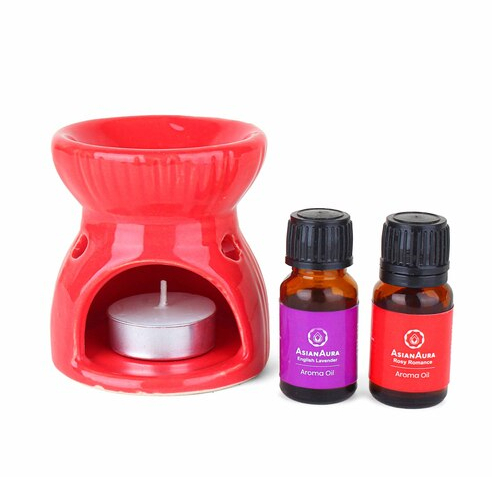 Asian Aura Ceramic Aromatic Oil Diffuser with 2 oil bottles AA-CB-0029B