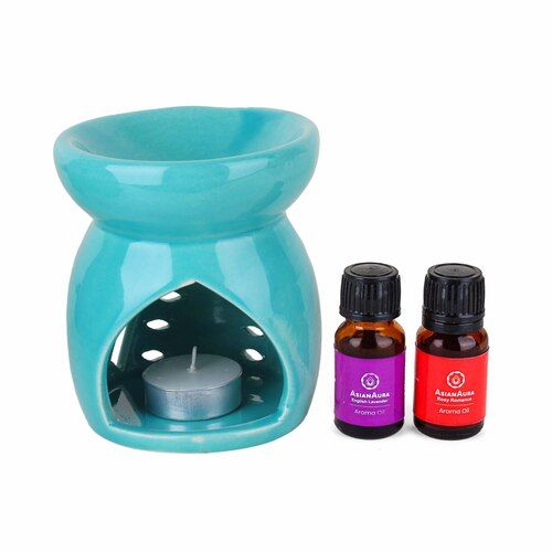 Asian Aura Ceramic Aromatic Oil Diffuser with 2 oil bottles AA-CB-0029SB