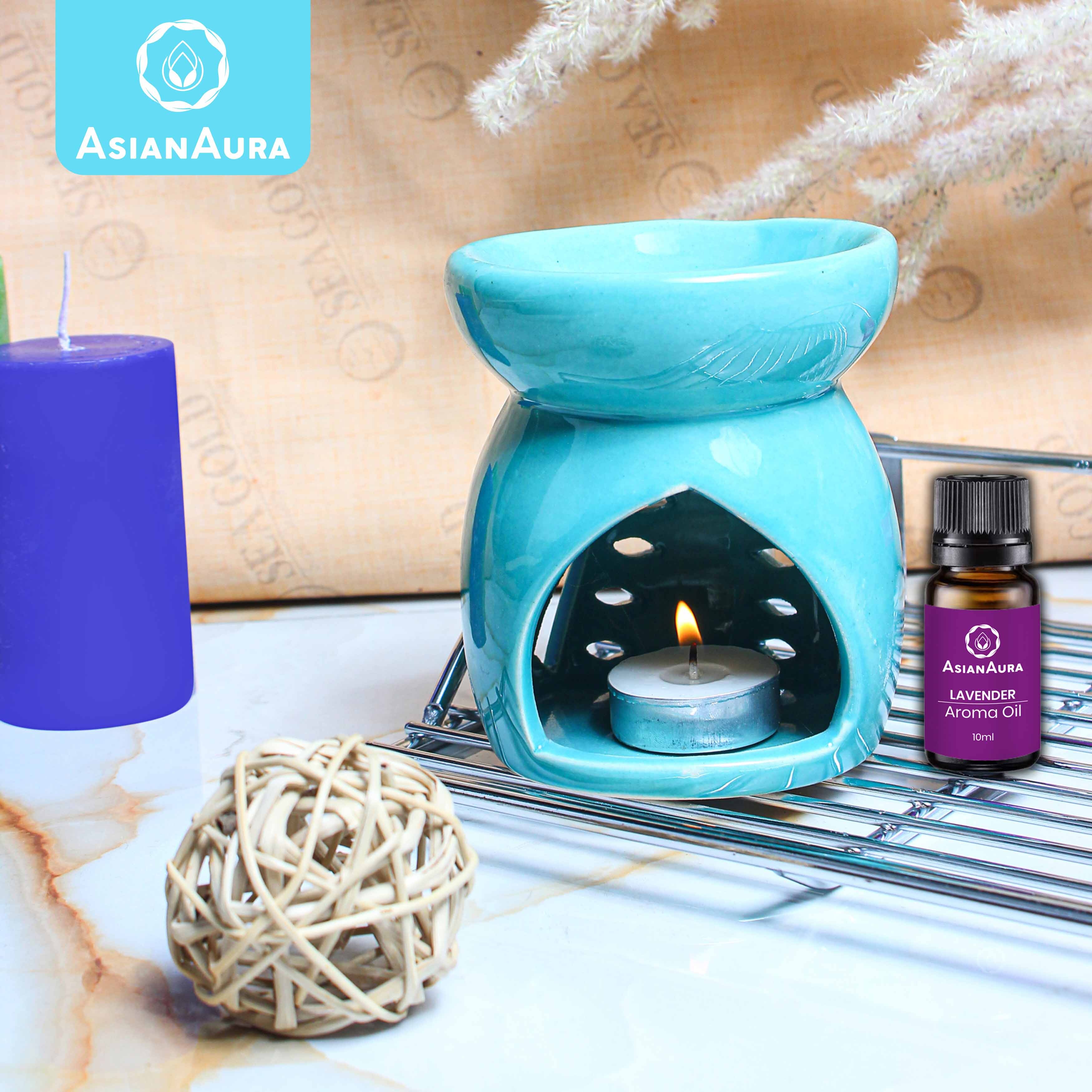 Asian Aura Ceramic Aromatic Oil Diffuser with 2 oil bottles AA-CB-0029SB