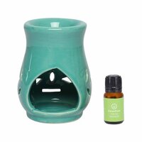 Asian Aura Ceramic Aromatic Oil Diffuser with 2 oil bottles AA-CB-0031T-Green