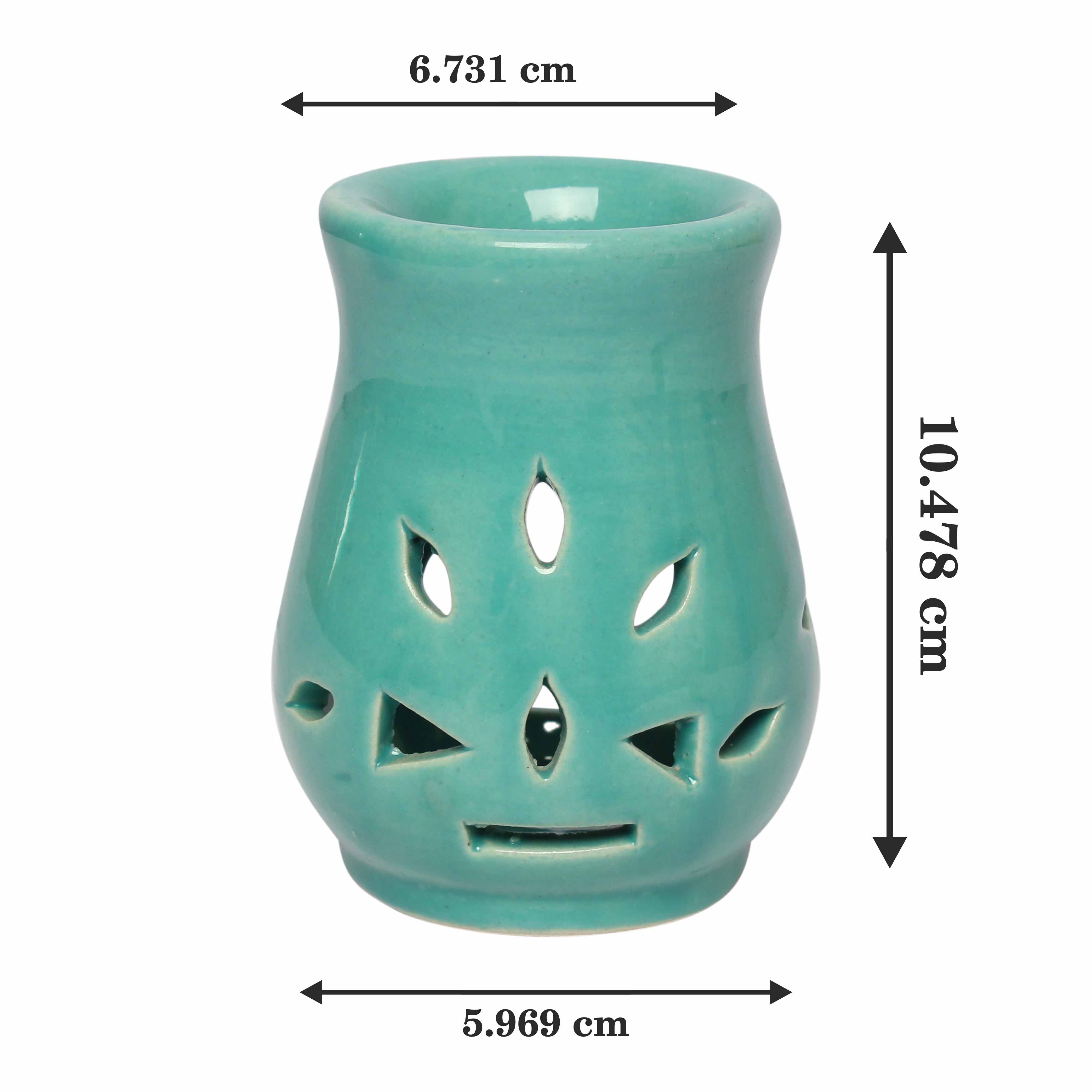 Asian Aura Ceramic Aromatic Oil Diffuser with 2 oil bottles AA-CB-0031T-Green