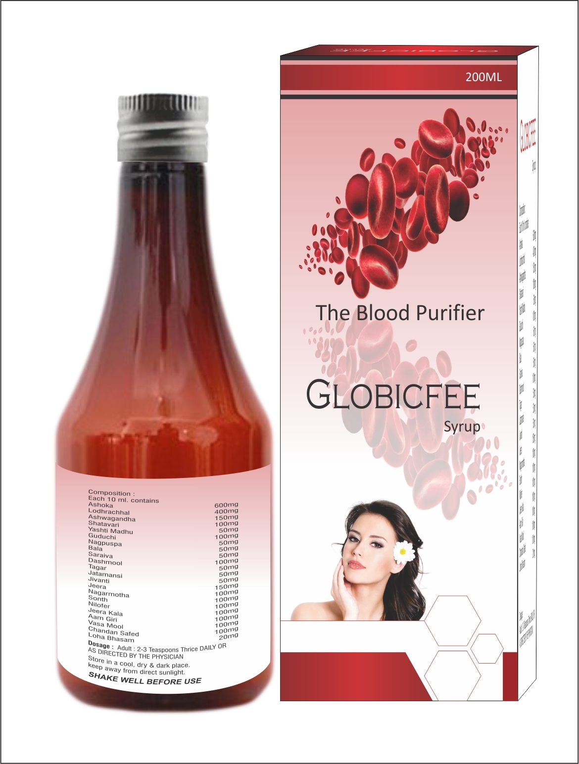 Globicfee Blood Purifier Syrup 200 Ml for Eczema Dermatitis Nail Acne Diuresis Acne Pimples