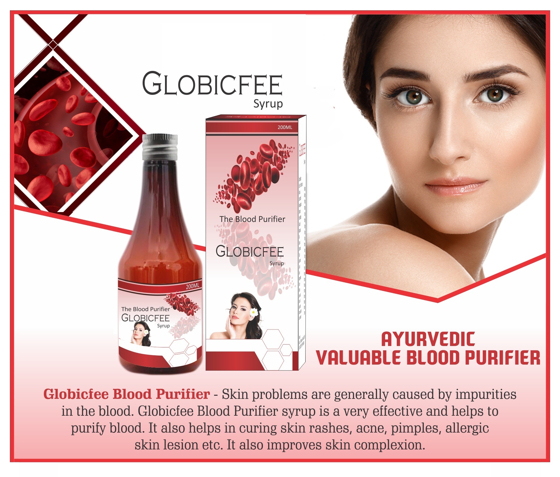 Globicfee Blood Purifier Syrup 200 Ml for Eczema Dermatitis Nail Acne Diuresis Acne Pimples